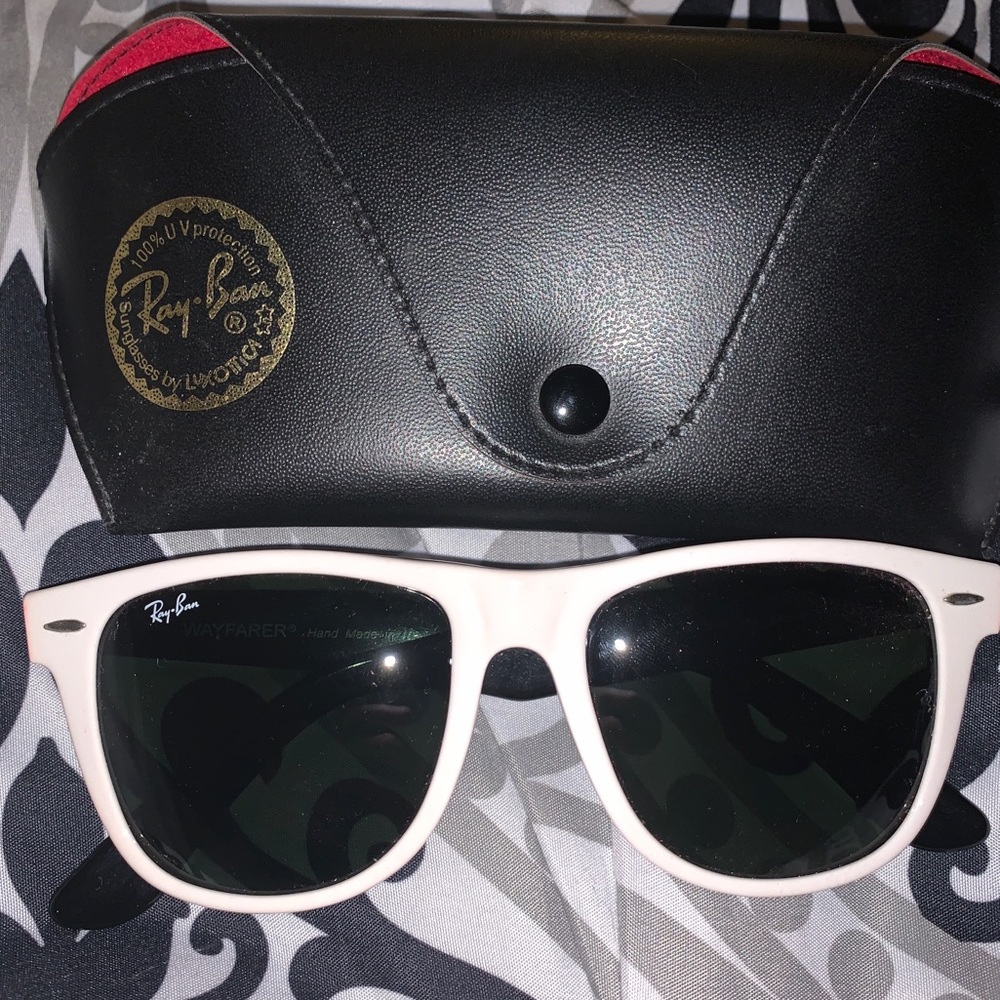 RayBans White Wayfarers *WORN ONCE*